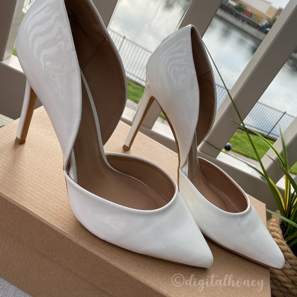Charlotte Russe White Patent D'orsay Heels
